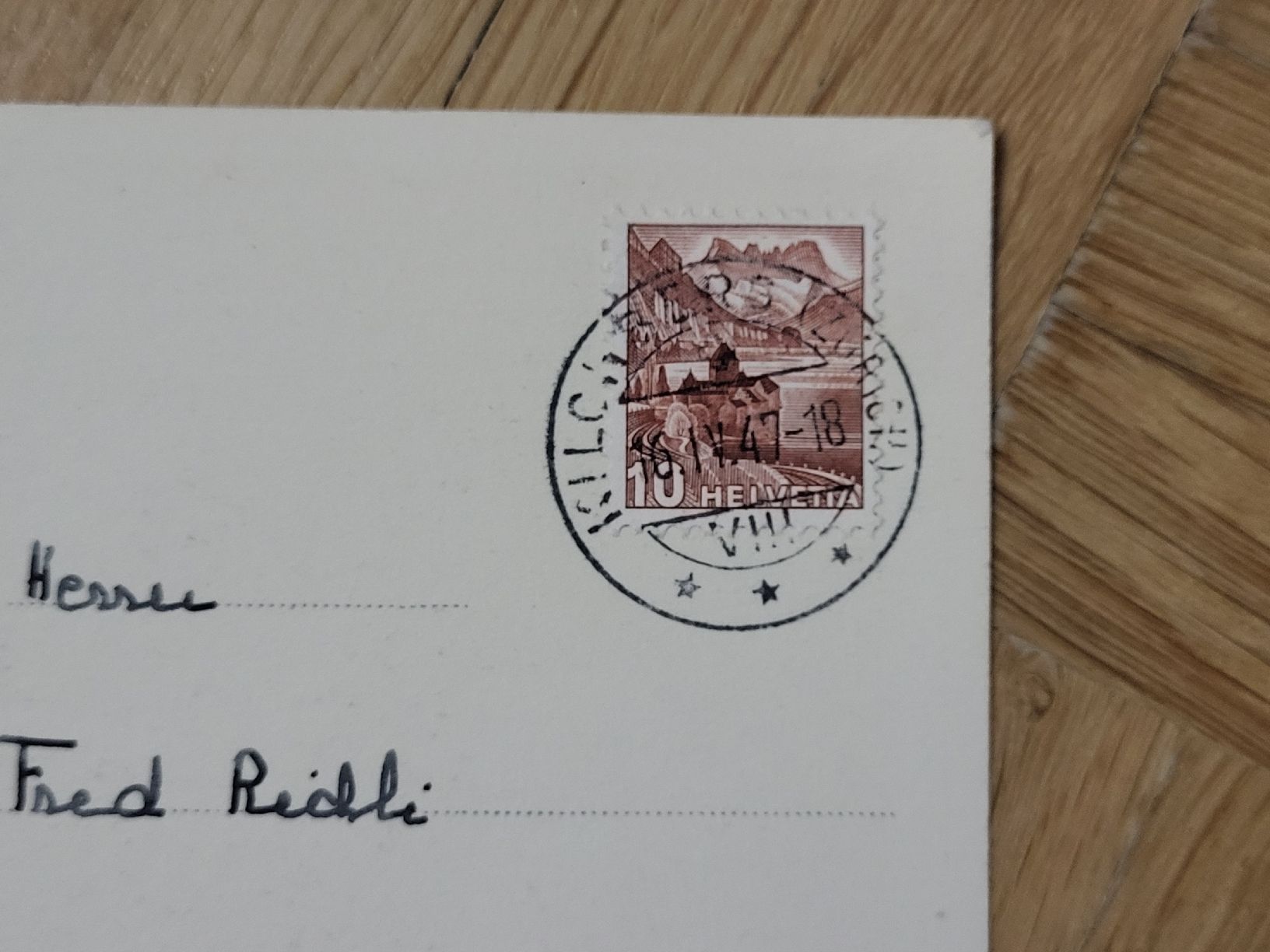 Cartoline postali: 1947, Blumige Postkarte nach Winterthur – Usato da stäfa venduto da brandy66 1