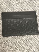 Gucci Kartenetui schwarz Leder Logo Prägung neuwertig