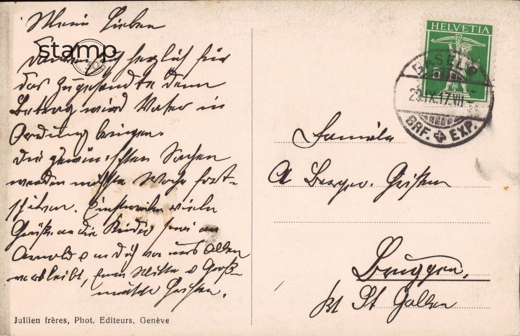 Ansichtskarten: 1917 AK Gorges de l'Areuse – Gebraucht aus Eggersriet von stamp303 1