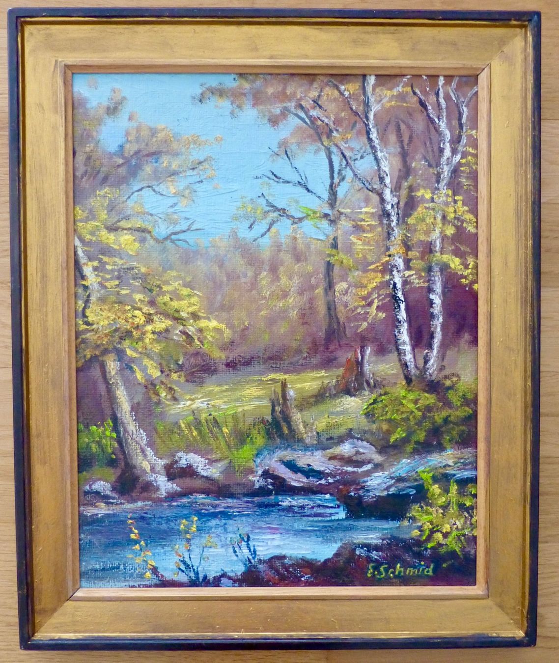 Dipinti: Gemälde von E. Schmid Bach / Wald – Usato da Bremgarten b. Bern venduto da .Anita.