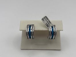 Ohrringe 925 Silber weisse und Blaue Steine