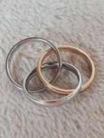 Edelstahlring Bicolor 3teilig mit Zirkonia, NEU