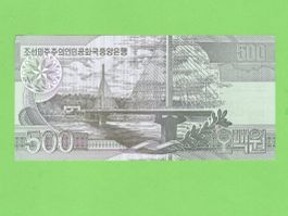 Originale 500 Won Banknote aus Nordkorea, Top Zustand!