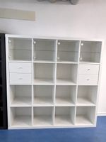 Kallax Regal  Ikea mit Glasfächern und Schubladen, weiss,