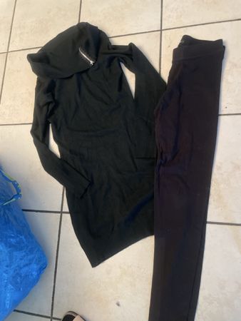 Damen Set Strickkleid mit Leggins schwarz Gr.36