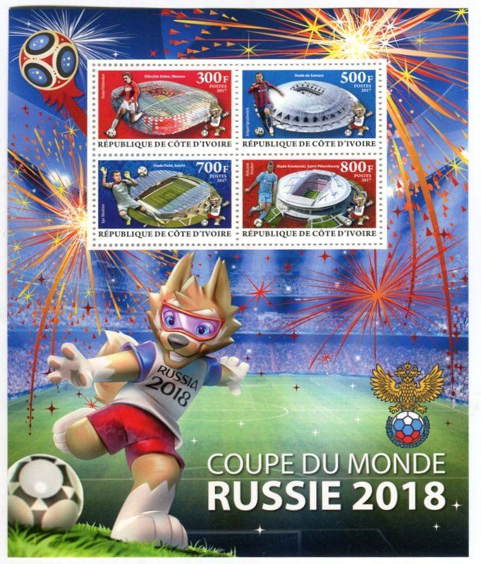 Alle Briefmarken: Block "Fussball". Elfenbeinküste. – Neu und originalverpackt aus Basel von Butsch5
