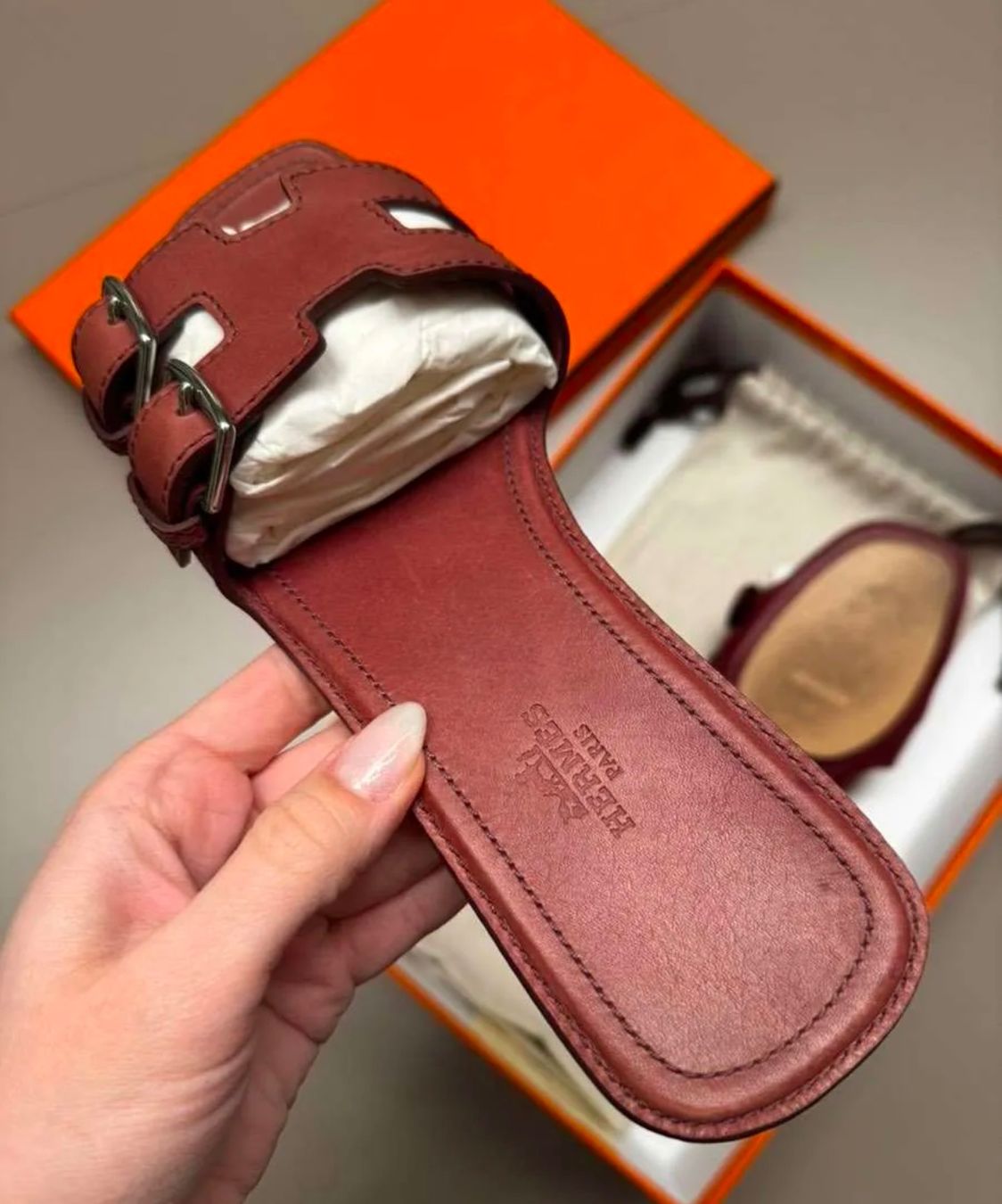 Hermès Damenschuhe: Hermès Remake Sandalen, Gr. 37, bordeaux – Neu (gemäss Beschreibung) aus Triesen von atos87 4