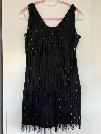 Kleid S 20er / Robe noire à frange 20‘s / S