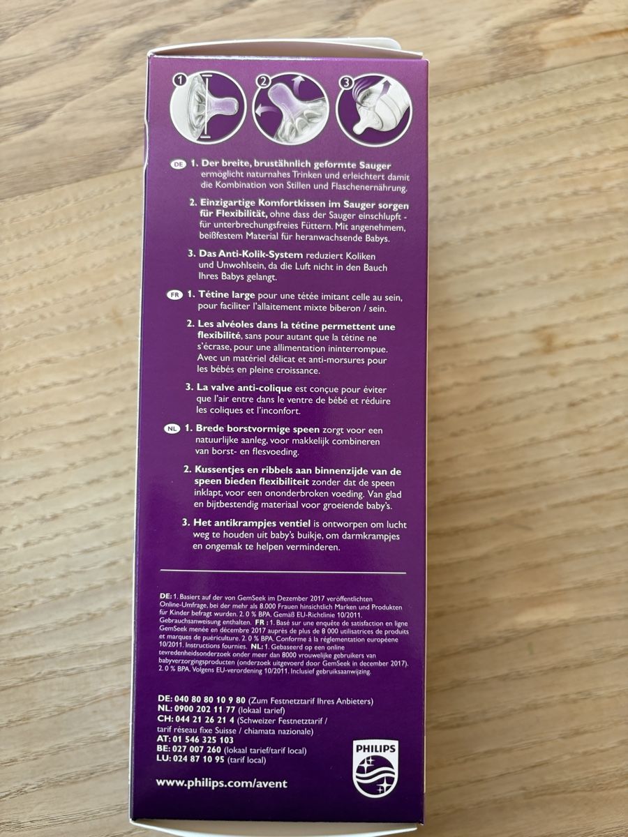 Avent Pasti del neonato: Biberon Philips Avent Natural Neuf - 330ml, 6m+ – Nuovo e nell'imballaggio originale da Vuarrens venduto da mja_jk7b 1