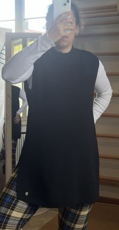 Tom Tailor Baumwolle Strick Tunika schwarz Gr. S lang