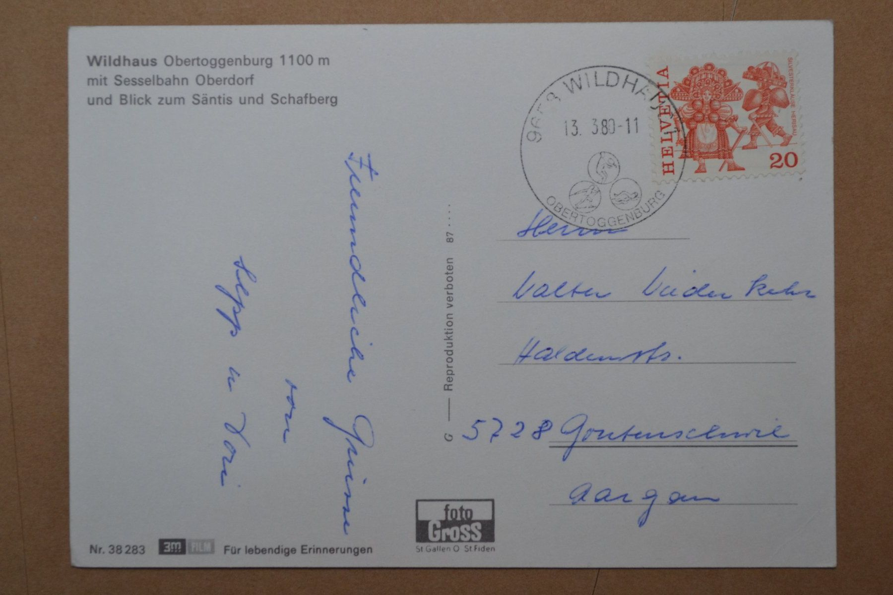 Cartoline postali: AK Wildhaus SG – Usato da Beinwil am See venduto da kajak55 1