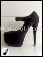 Escarpins Danic 37 talon 15cm plateau 5cm velours noir