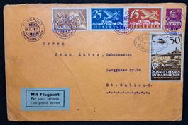 Flugpost Romanshorn - Zürich Buntfrankatur & Vignette 1924