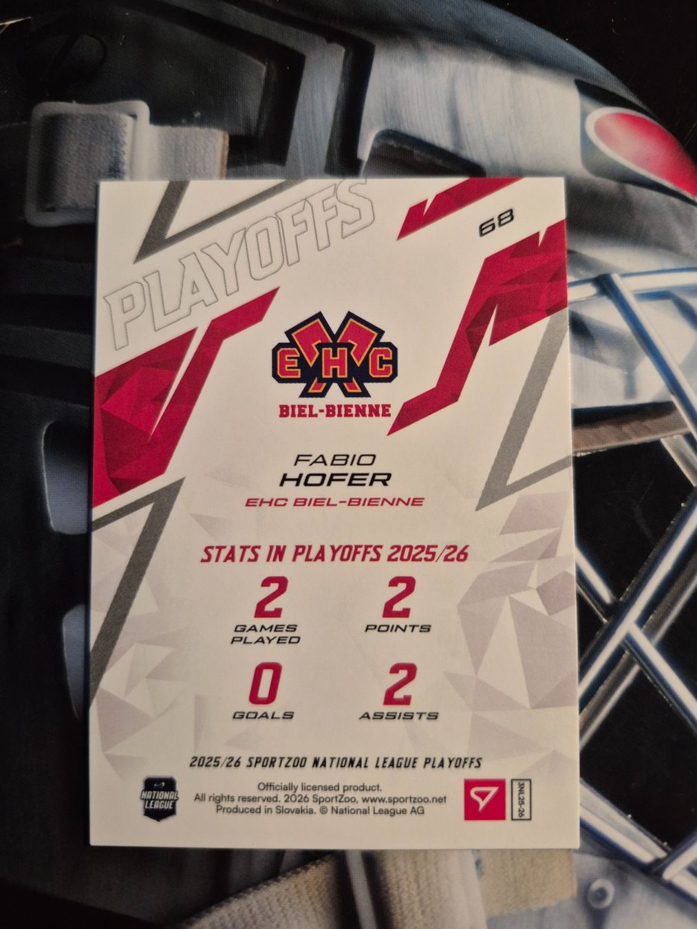 Sportzoo Carte collezionabili: Fabio Hofer EHC Biel Playoffs 2025/26 – Usato da Treiten venduto da Sauber73 1