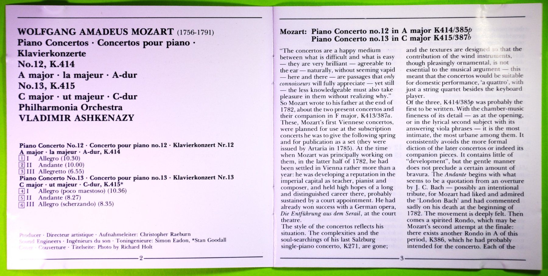 CD: MOZART WOLFGANG AMADEUS - KLAVIERKONZERTE – Nuovo (secondo la descrizione) da Luzern venduto da piro12 3