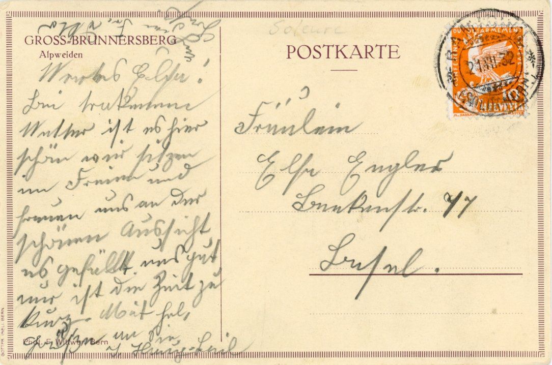 Cartes postales: Gross-Brunnersberg   SO   -   Alpweide      um 1932 – D'occasion à Brig par Valcards54 2