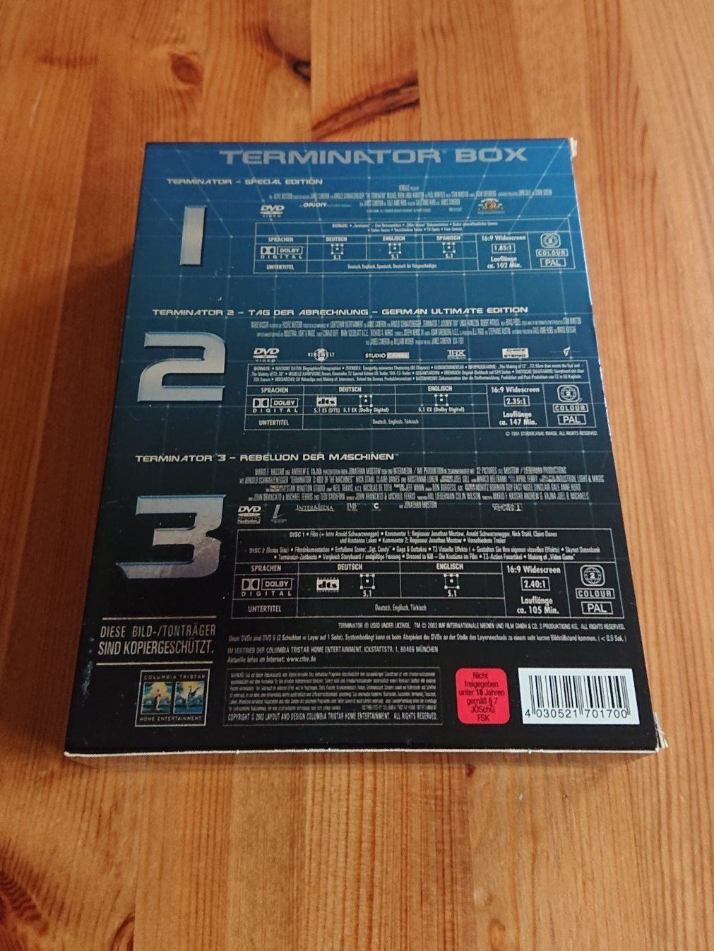 Alle DVDs: TERMINATOR 1 bis 3 auf DVD Box Uncut – Gebraucht aus Wilderswil von  1