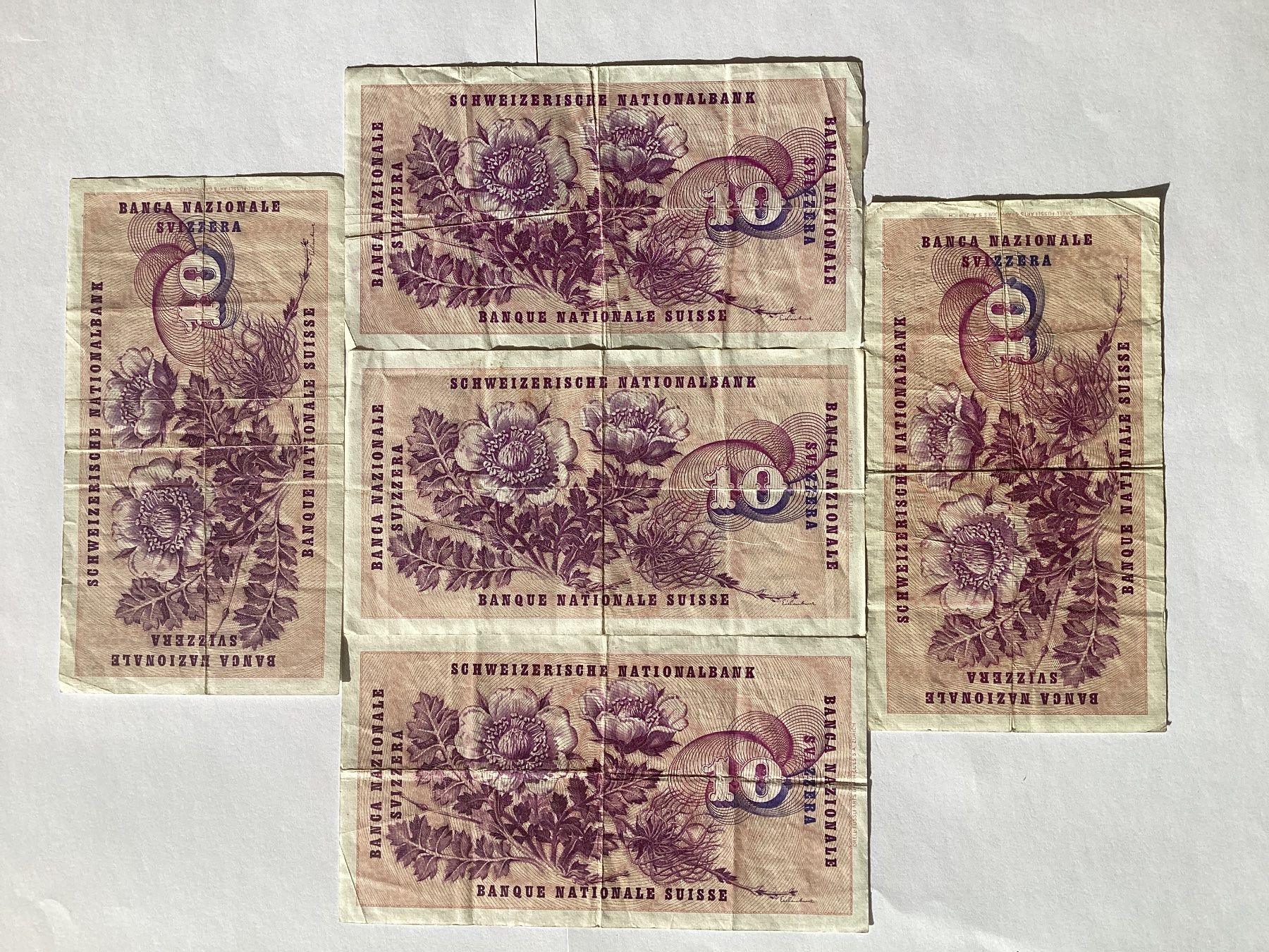 Billets de banque: 5 Schweizer 10 Franken -Banknoten – D'occasion à Buchs SG par Racesnail 1