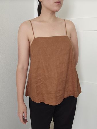 Top aus 100% Leinen braun mit geradem Ausschnitt M | neu