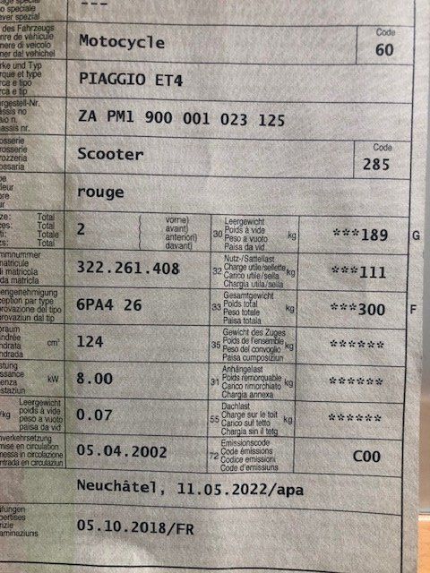 Vespa Scooters: Vespas  Piaggio 125 ET4 2002 – Gebraucht aus Chézard St Martin von schmitt 9