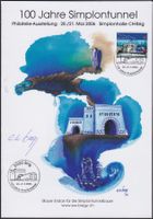 2006, 100 Jahre SIMPLONTUNNEL Menuekarte mit Unterschrift.