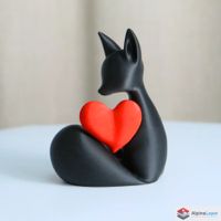 Charming Fox Heart Sculpture - 3D Printed