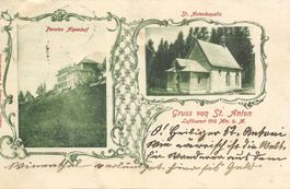Oberegg AI St. Anton 2 Bild AK Pension Alpenhof Kapelle1900