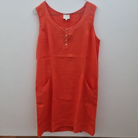 Kleid orange Grösse M 100% Leinen mit Knöpfen guter Zustand