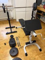 Gorilla Sports Home-Gym (Hantelbank & Squat Rack & Gewichte)