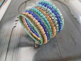 Tolle Handgearbeitete breite Perlen Armspange, BoHo Sommer!