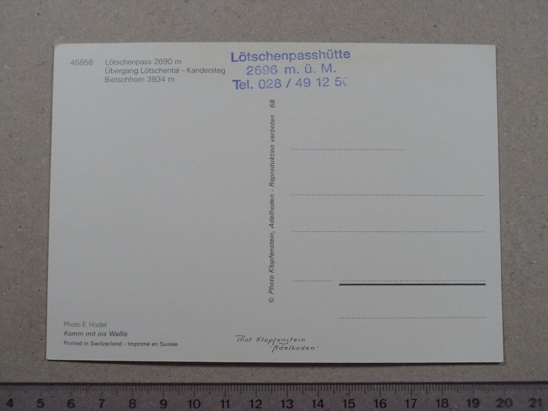 Cartes postales: Lötschenpass, Lötschental, Stempel Lötschenpasshütte – D'occasion à Lenzburg par fh1 1