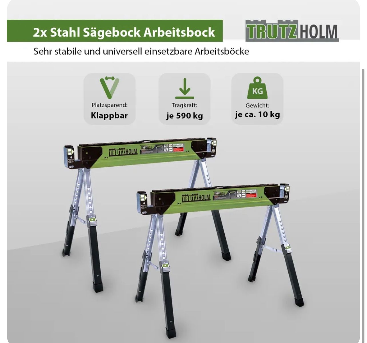 Alle Werkzeuge: + 2x Stahl Sägebock Arbeitsbock höhenverstellbar – Neu und originalverpackt aus Amriswil von JaJa-Express 1
