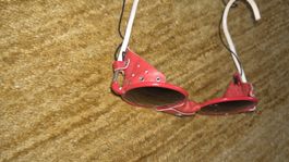 Gletscherbrille rot mit Ledereinsatz Vintage 