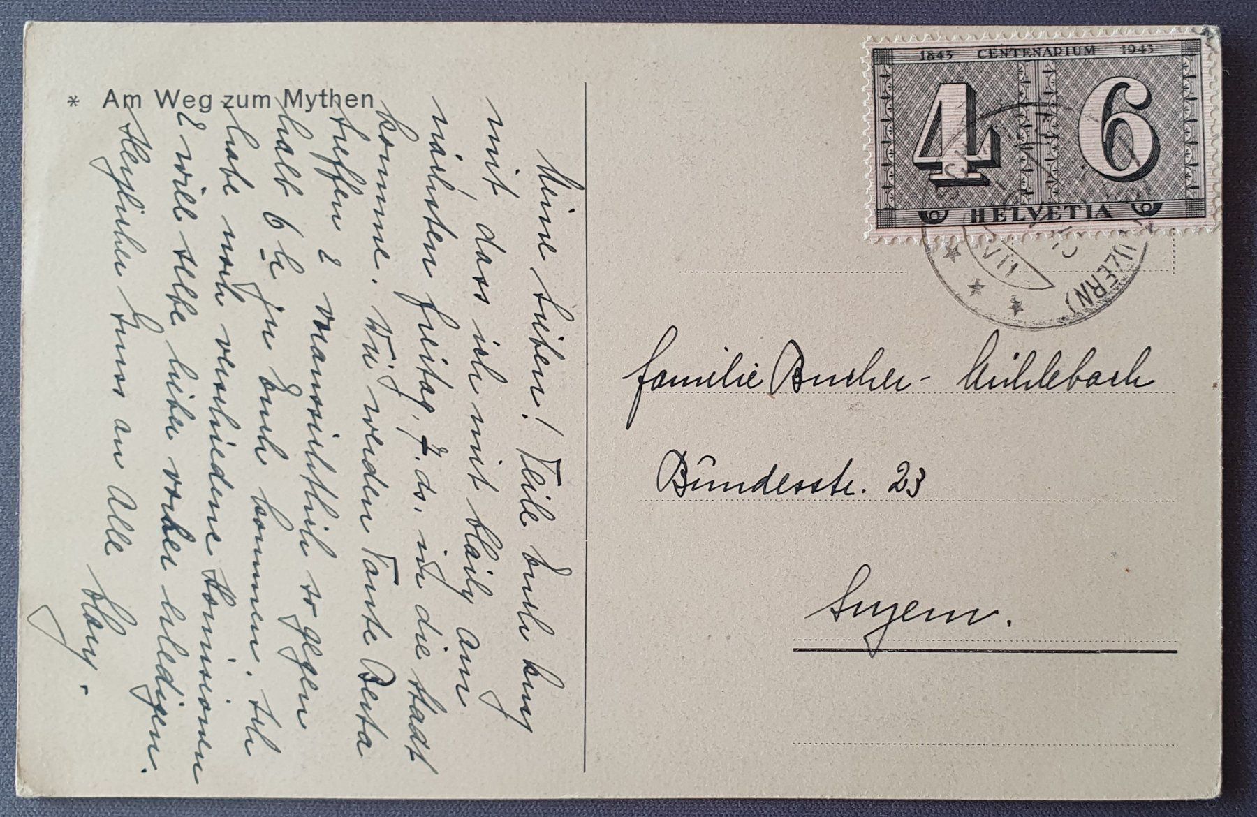 Ansichtskarten: Am Weg zum Mythen 1943 – Gebraucht aus Kreuzlingen von Rschweiz1 1