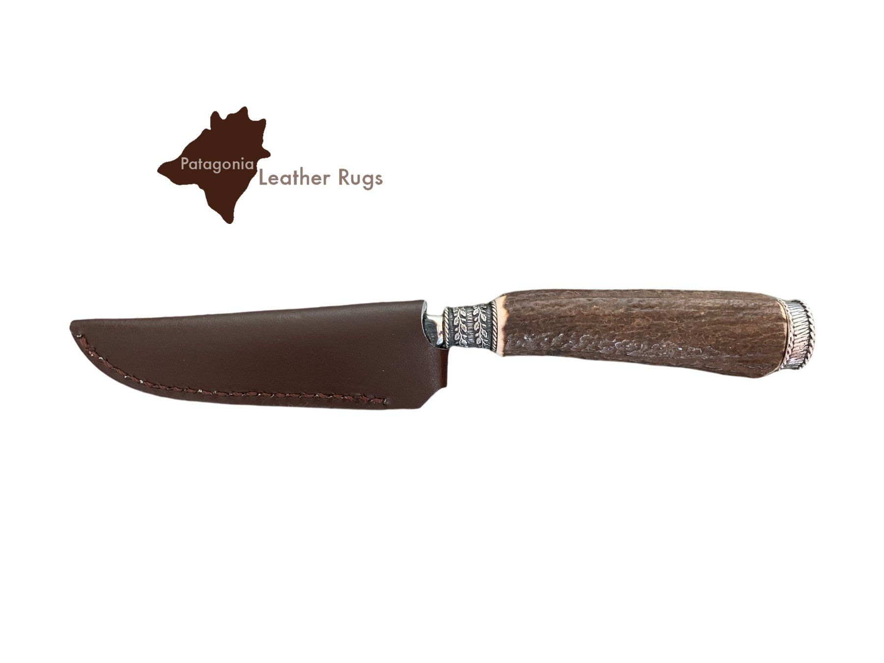 Accessori: Messer mit Griff aus echtem Hirschgeweih mit Lederscheide – Nuovo e nell'imballaggio originale da Arbedo venduto da patagonialeatherrugs 2