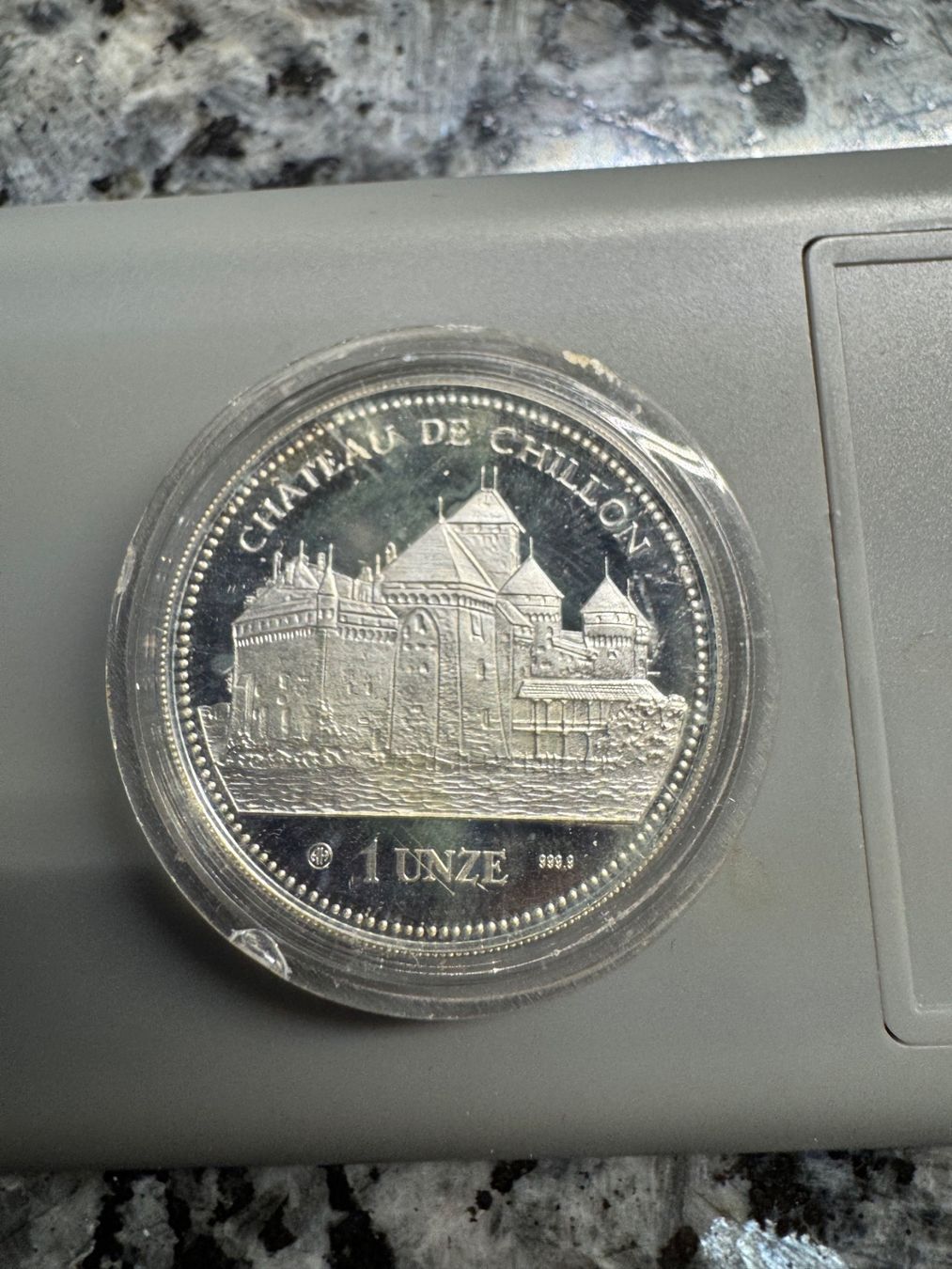 Tutti le monete: 1 Unze Silber mit Schloss Chillon 1989 – Nuovo (secondo la descrizione) da Bronschhofen venduto da pgds 1