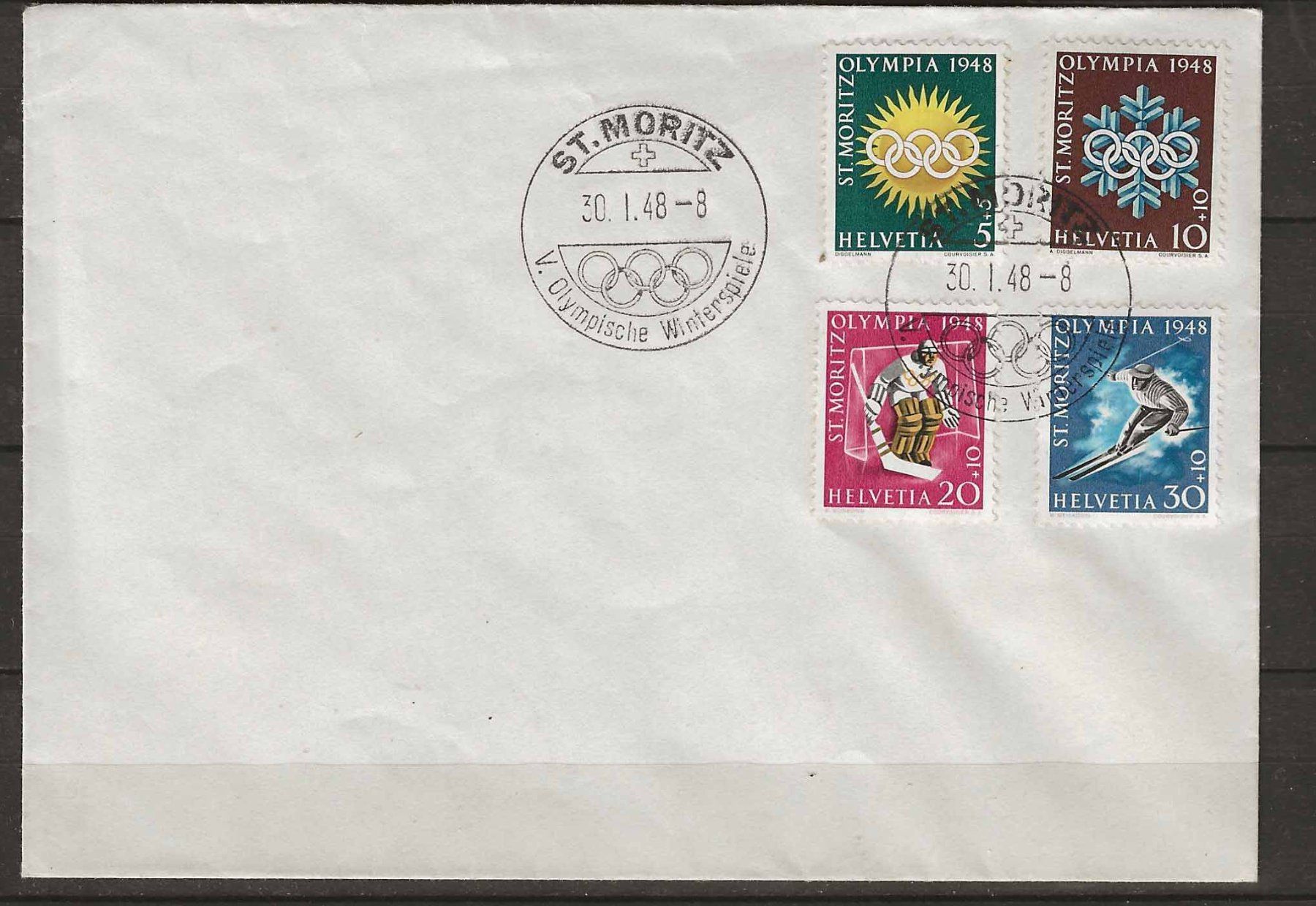 Tutti i francobolli: Fw25 - Jo St-Moritz sur lettre obl. 30.1.1948 – Usato da Trélex venduto da Phil_Albert