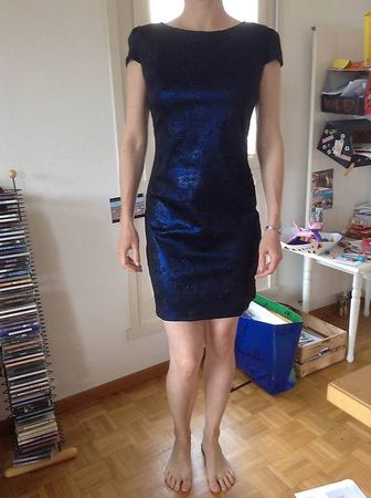 Robe de soirée bleue, taille 38, neuve