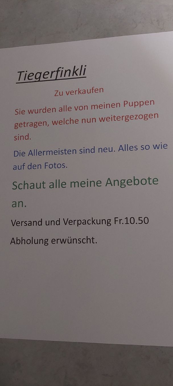 Puppen: Puppentiegerfinkli oder für Bärli – Neu (gemäss Beschreibung) aus Muri AG von nindo1 1