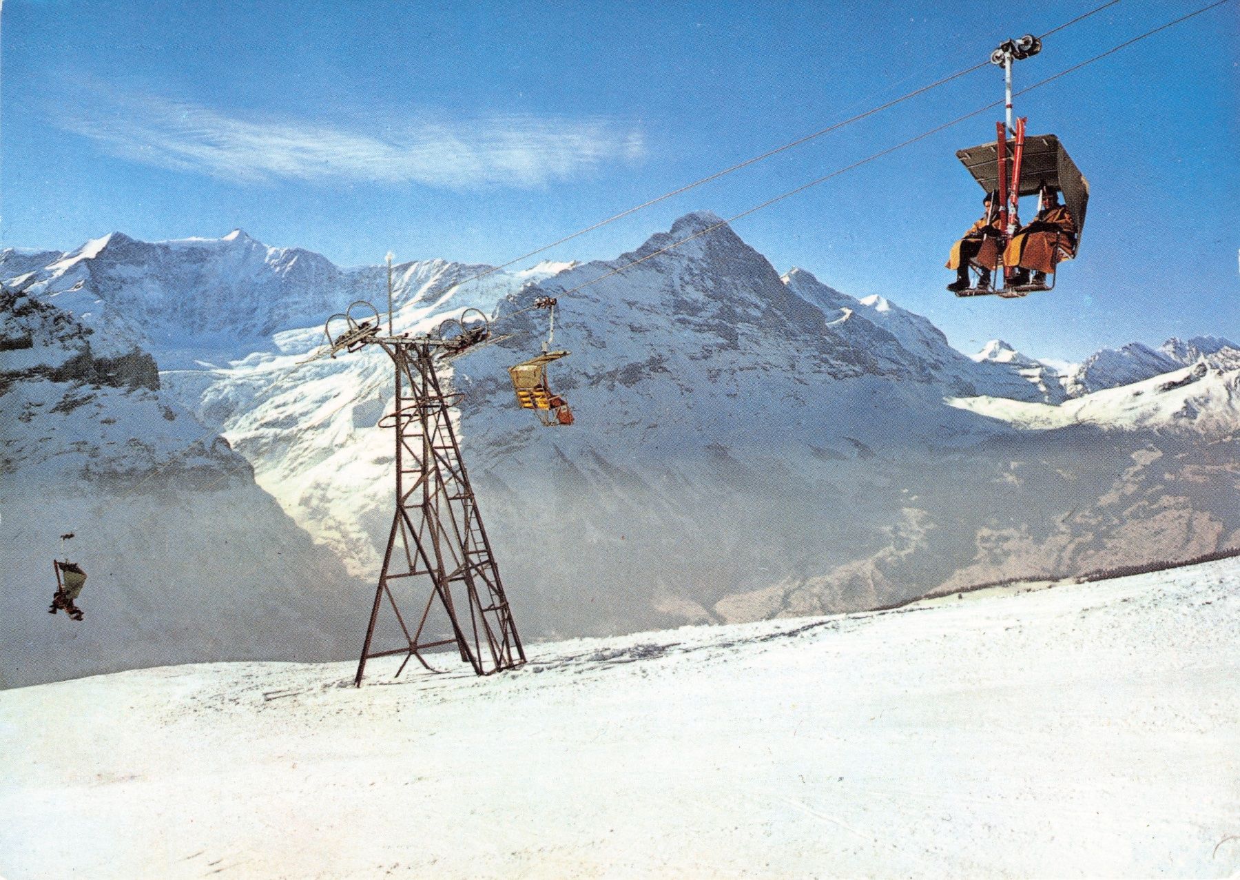 Cartoline postali: Grindelwald BE // Sesselbahn First Von Roll 101 Sessellift – Usato da Basel venduto da intermezzo12