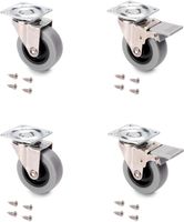 Set aus 4 Lenkrollen für Möbel Ø50mm 2 mit Bremse und 2 ohne