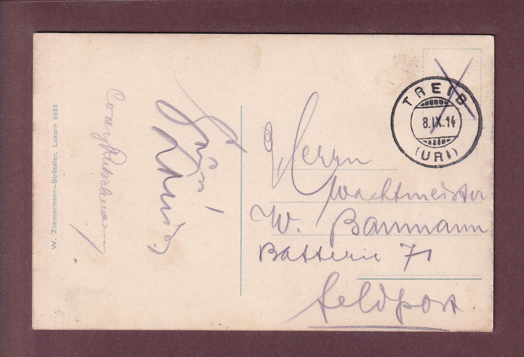 Cartoline postali: TREIB-STUBE am Vierwaldstättersee - 1914 – Usato da Pully venduto da nicecards 1