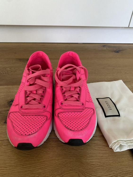Neon pink gucci sneakers deals