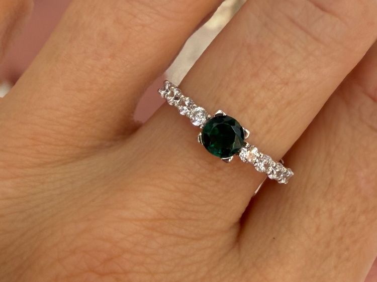 Anelli: Bague argent pierre verte et zircons – Nuovo e nell'imballaggio originale da St-Maurice venduto da Sandrinette123 3