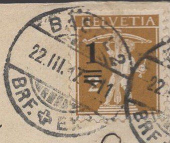 Tutti i francobolli: BASEL  22.III.17    ZNr. 132 Überdruck verschoben – Usato da Aarau venduto da kufi44 2