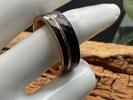 Ringe Wolfram facettiert mit Metall rotverg. Gr, 7