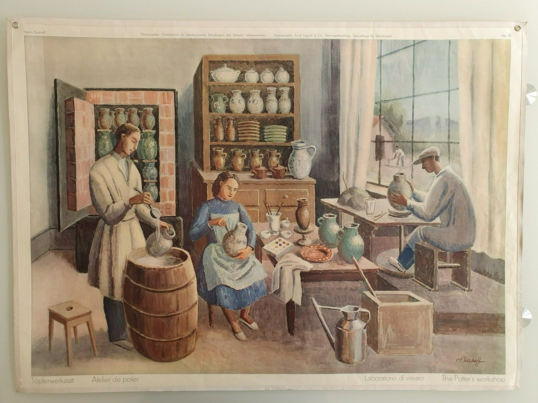 Foto & Immagini: Schulwandbild Nr. 79 Töpferwerkstatt – Usato da Fribourg venduto da YannDuc