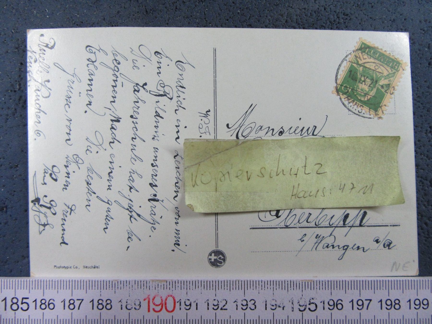 Cartoline postali: NEUCHATEL 1921 AK NE ECOLE DE COMMERCE – Usato da Ettingen venduto da Hausi4711 1