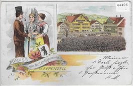 Gruss von der Landsgemeinde in Appenzell - Litho 1898