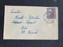 Schweiz 1950 Neujahrsgruss PJ-Briefli 5 Rp BRUNNADERN